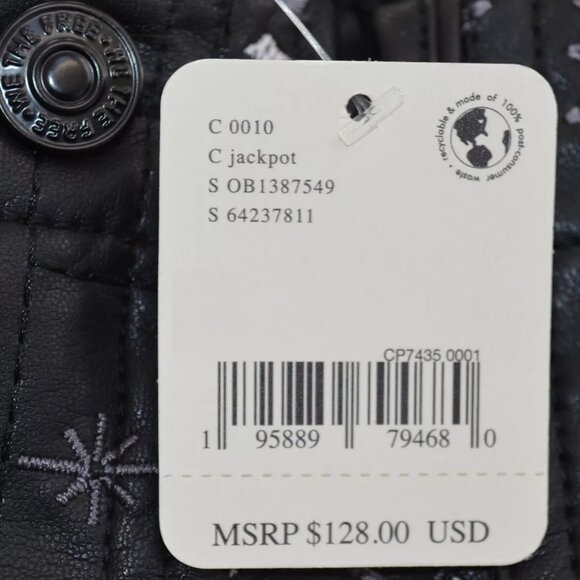 Free People shorts size 0 Raise The Stakes Black Faux Leather Embroidere… - Picture 7 of 8